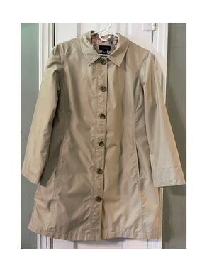 Lands' End Women's Light Beige Single-Button Trench Coat